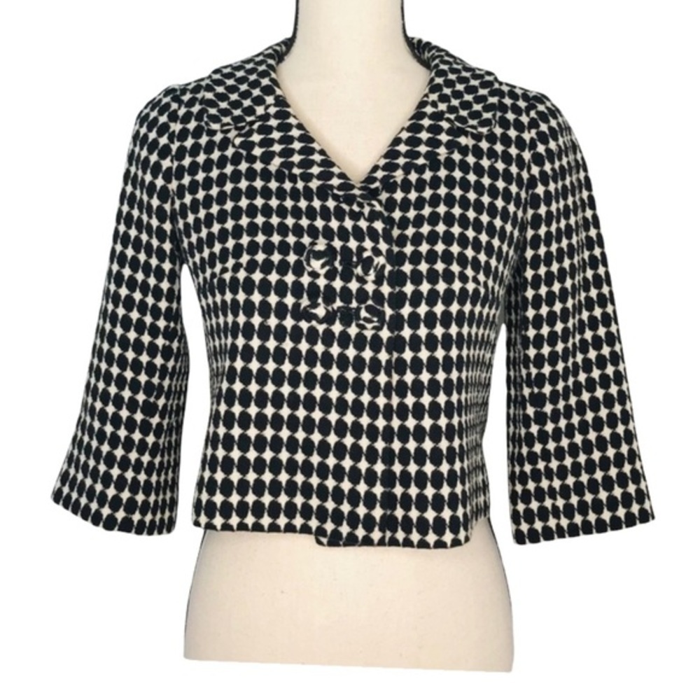 Ann Taylor Black White Wool Blazer Jacket Size 0P